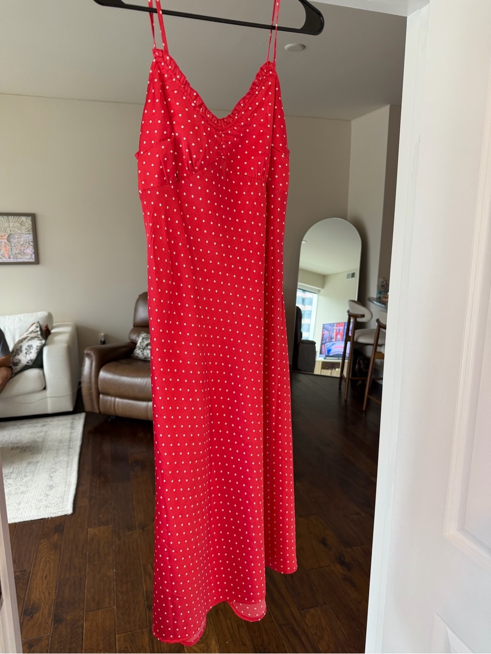 Red Polka Dot Midi Dress- Size S
